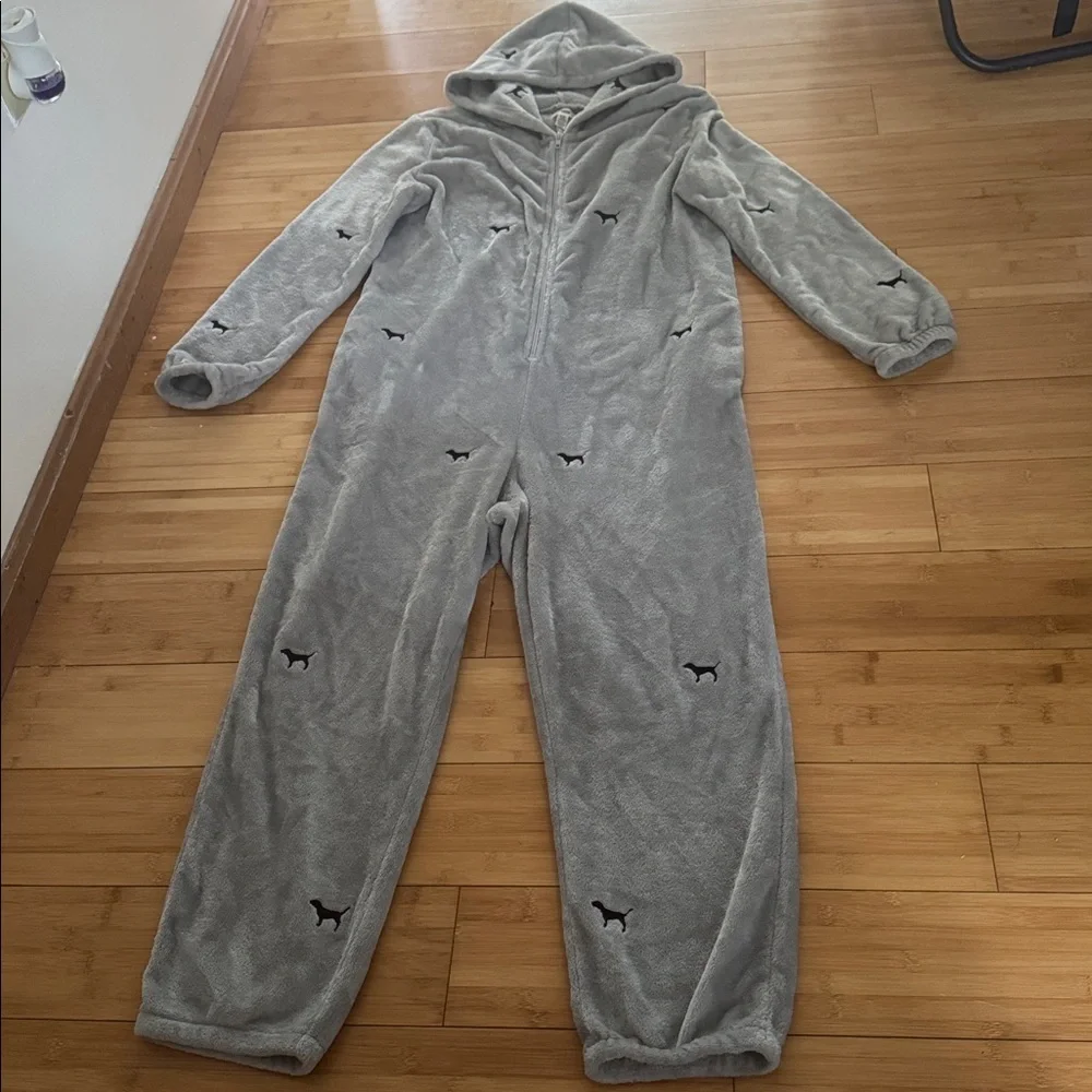 PINK Victoria's Secret Gray Fleece Onesie